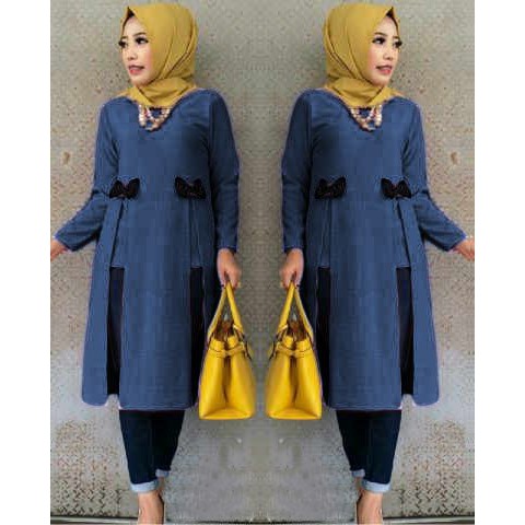 [Tunik Kiera varian warna SW] tunik wanita wolly crepe TOSCA/MOCCA/MARON/NAVY/SOFTPINK/ABU