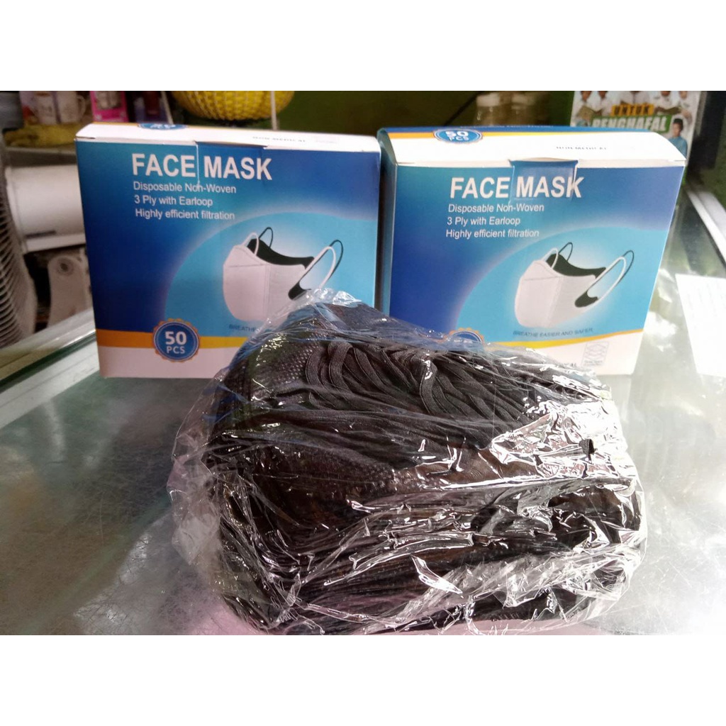 Masker Duckbill  / Masker Duckbill Hitam Isi 50pcs