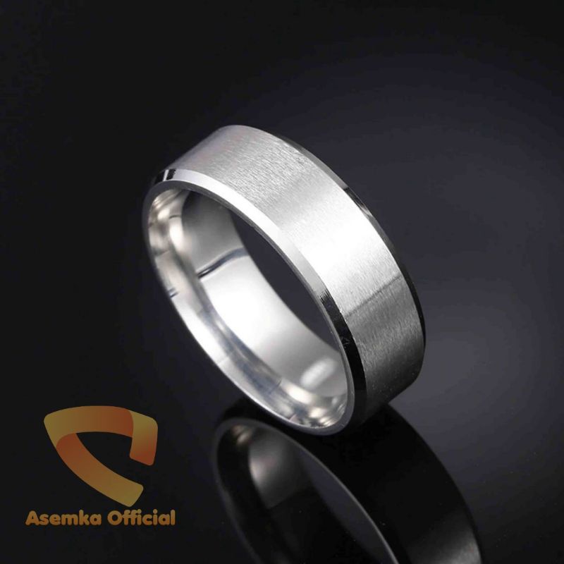 Cincin titanium silver asli anti karat