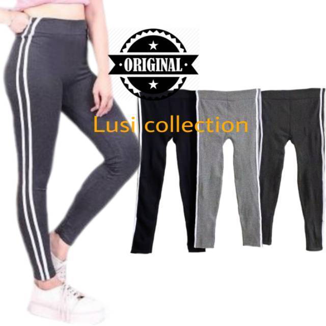 Legging import panjang rajut lis samping