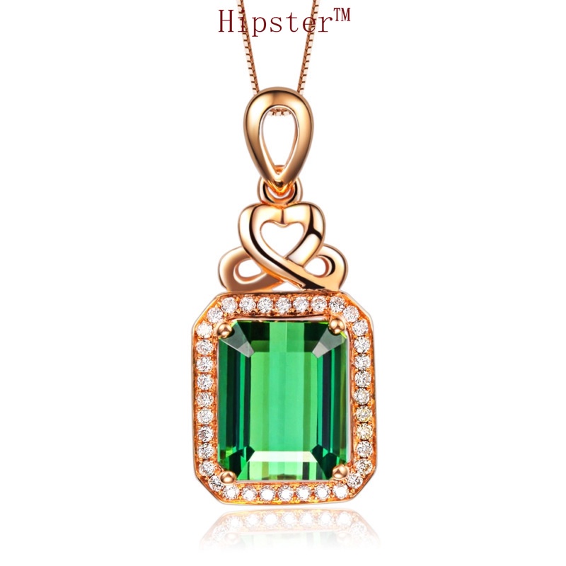 Fashion Classic Hot Sale 18K Rose Gold Square Emerald Necklace