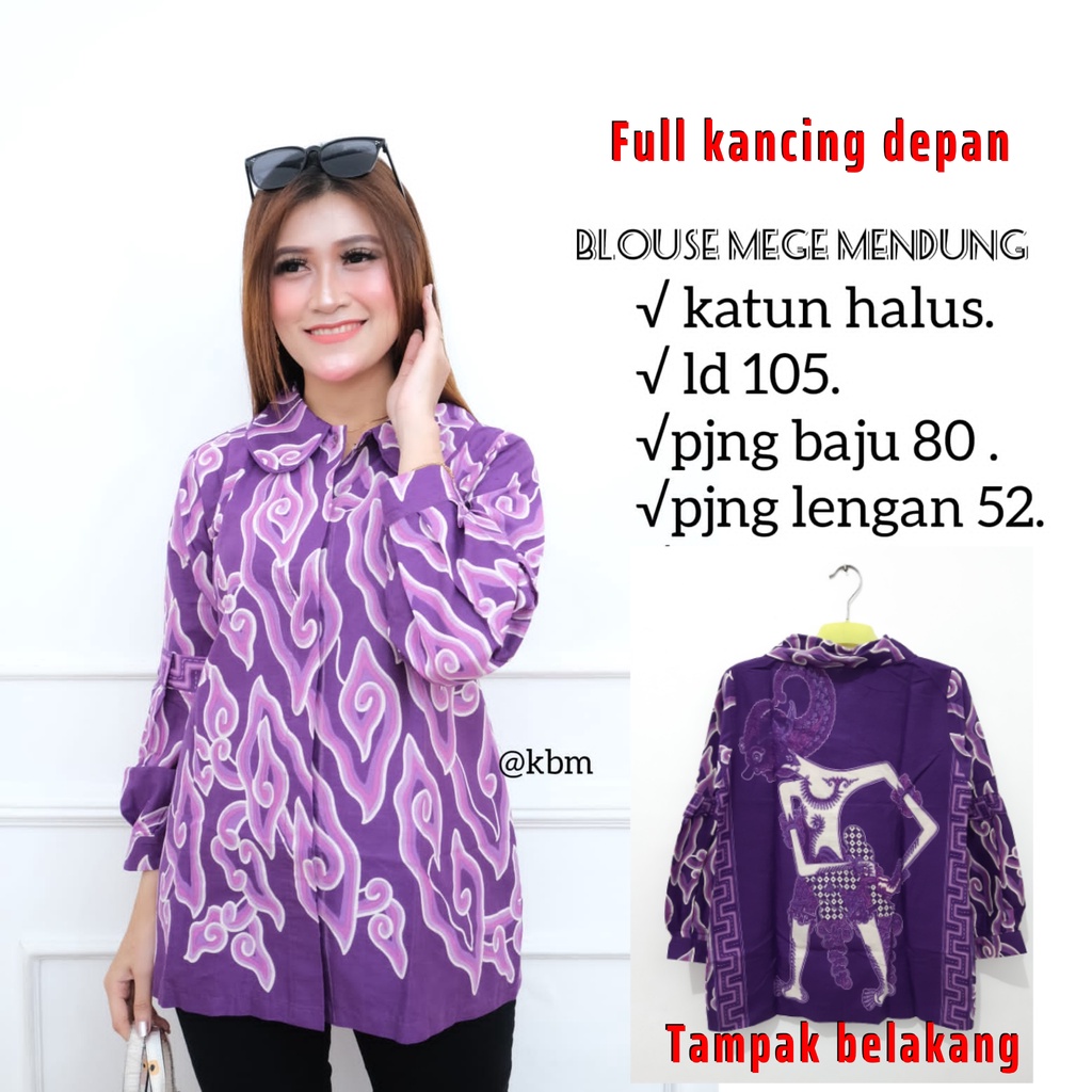 Blus Mega mendung  batik solo atasan kerja blus wanita blus kerja