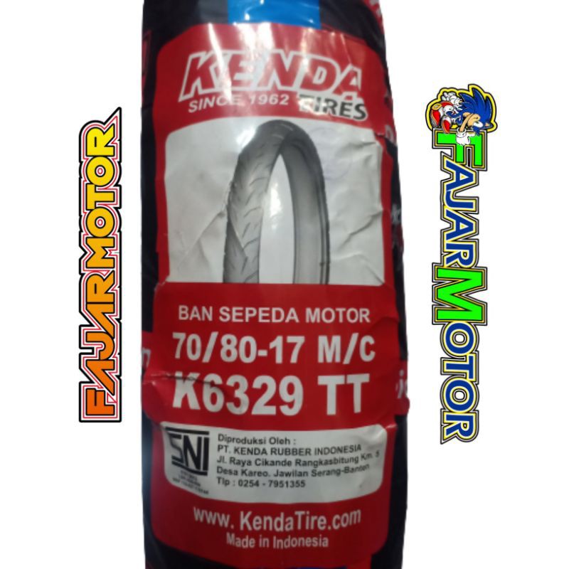 KENDA BAN LUAR 70/80 RING 17 (250-17) TUBETYPE K6329