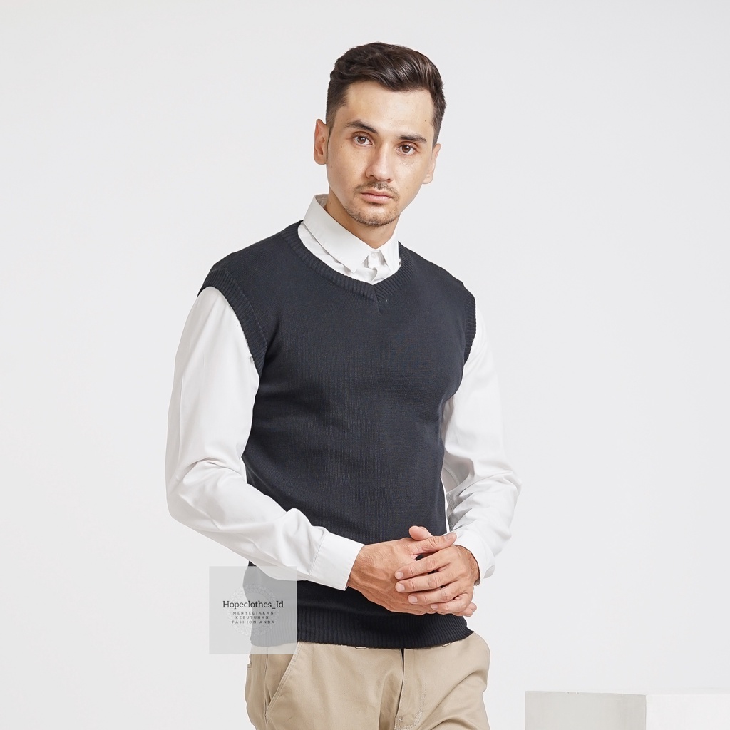 [PREMIUM] Knitwear Vest Rompi Rajut Polos Cardigan Korea Unisex