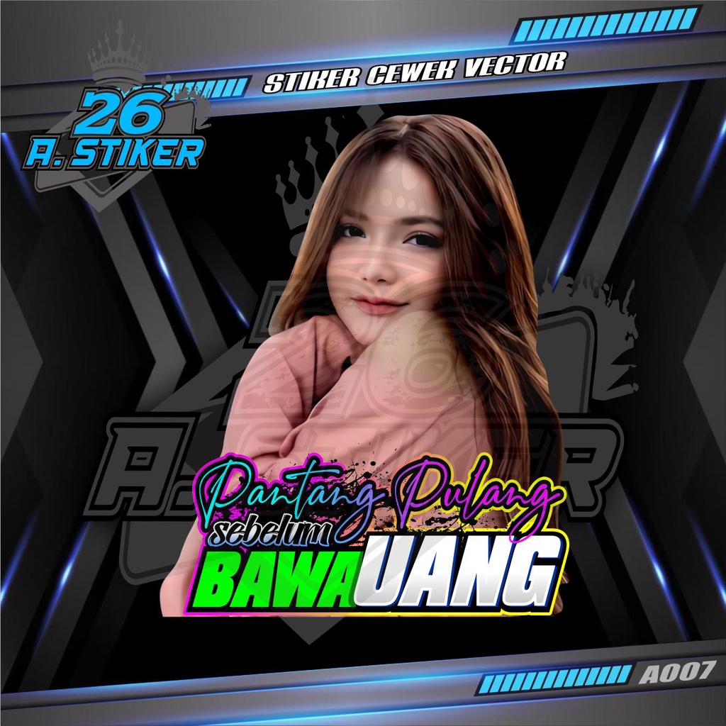 Stiker Decal Foto Cewek Cantik Hijab Vector Custom Kata-kata Keren, Bijak, Motivasi - Stiker Decal V
