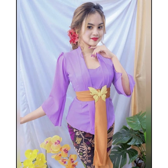 (Kebaya Saja) Kebaya bali moscref kutubaru lengan lonceng