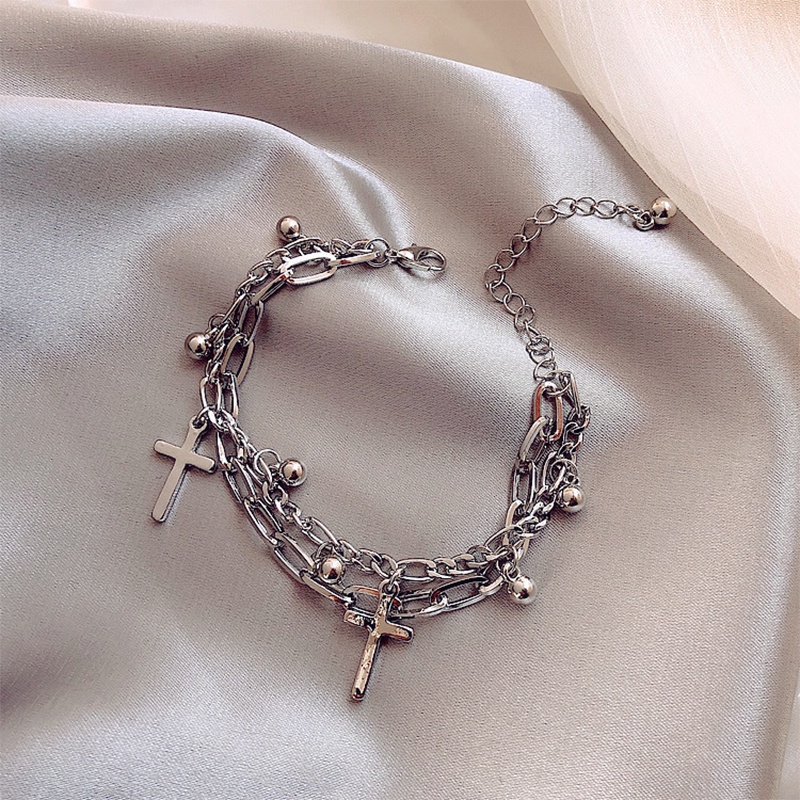 European Multilayer Cross Pendant Hip Hop Bracelet Punk Jewelry Decor