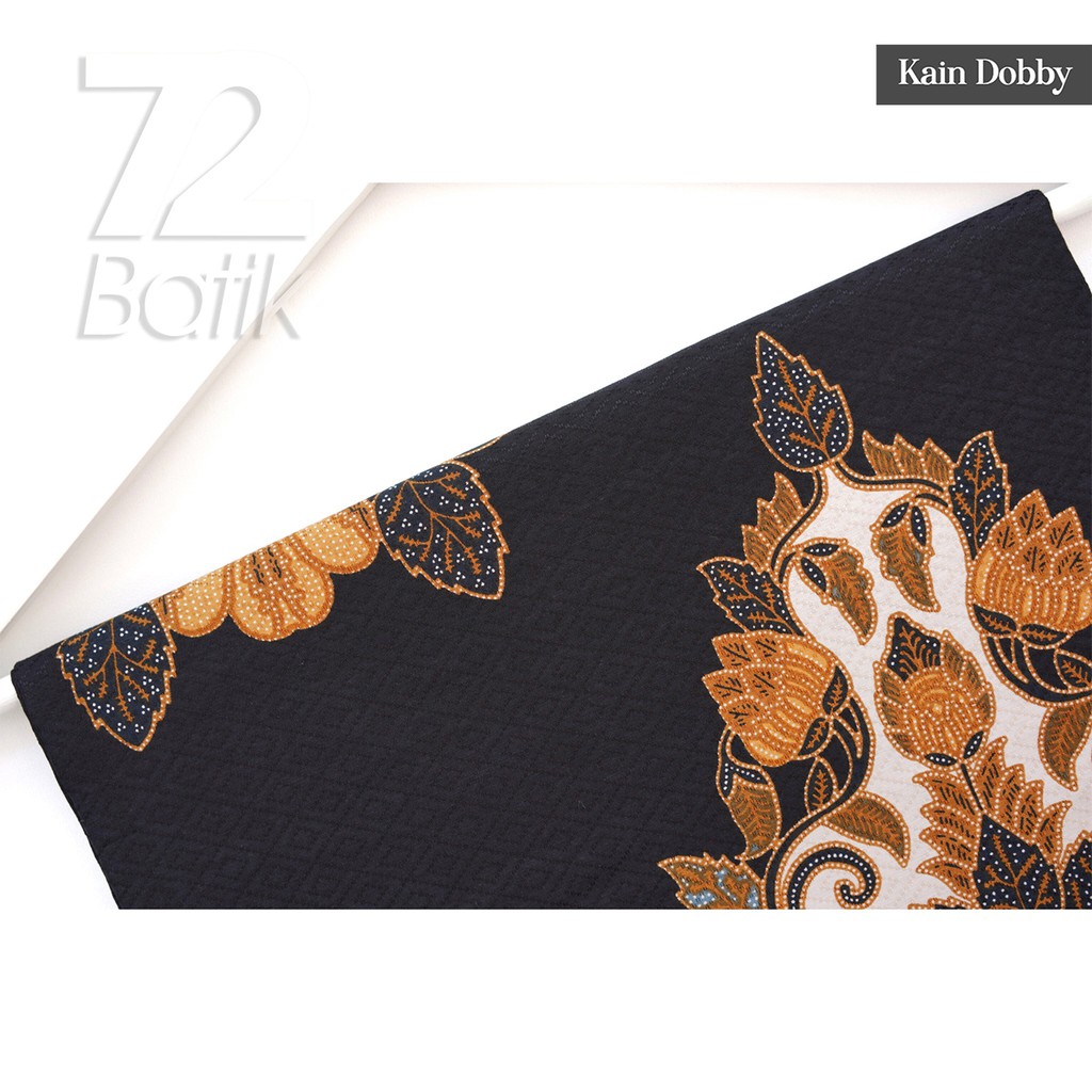 KAIN BATIK PREMIUM Bahan Dobby Dobi Dobbi Dolbi Motif Kembang Hitam Orange Kuning 722258 Cap 72 Jarik Jarit Samping Kebat Panjang Batik Dobby Modern Premium Bahan Seragam Batik Pernikahan Kantor Keluarga Murah Kamen Jadi Batik Bali Lembaran