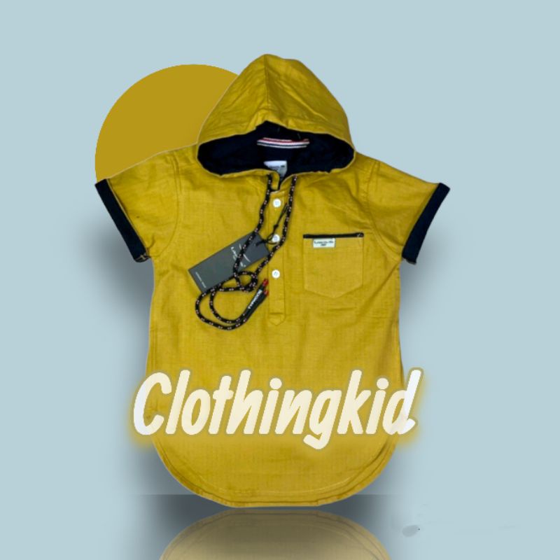 BEST SELLER KURTA HOODIE ANAK LAKI-LAKI 6 BULAN - 13 TAHUN POLOS WARNA LIME/KUNING LENGAN PENDEK PRE