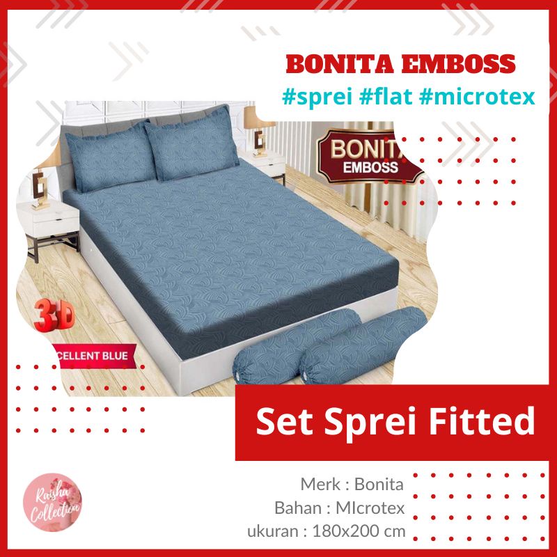 RC BONITA Sprei Polos Emboss KING uk. 180x200 Dijamin tidak luntur!