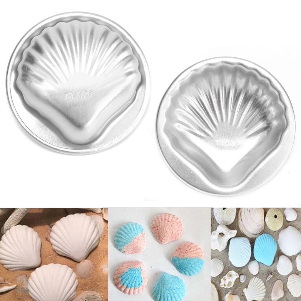 2pcs / 1 Set Cetakan Kue Bentuk Kerang Laut 3D Bahan Aluminum Alloy