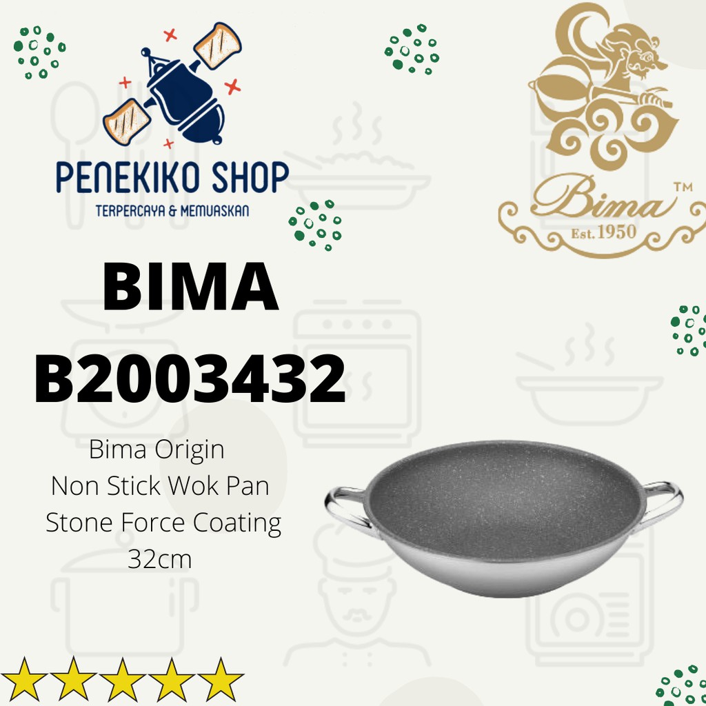 BIMA ORIGIN NON STICK WOK PAN 32CM KUALI BIMA STONE FORCE WOKPAN BIMA B2003432