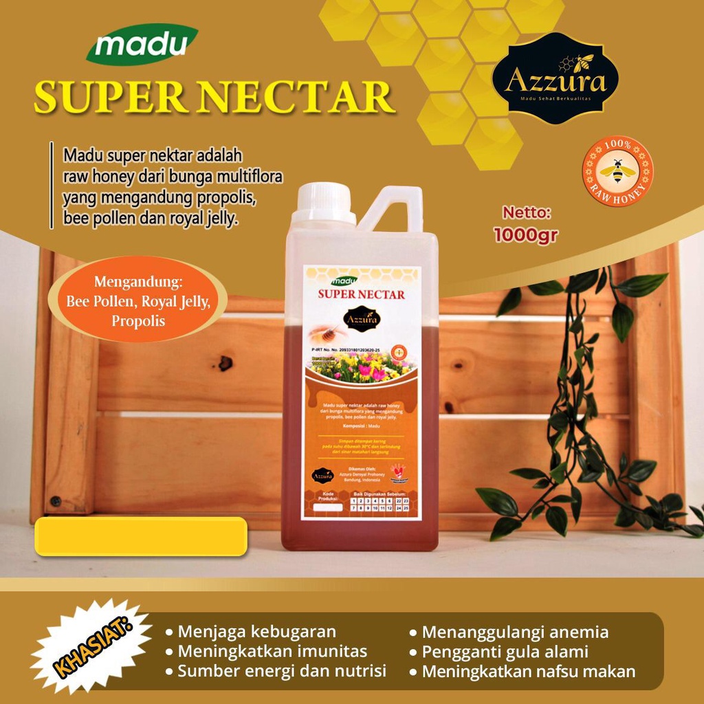 

MADU SUPER NECTAR 1000 gram propolis bee pollen royal jelly madu asli kesehatan