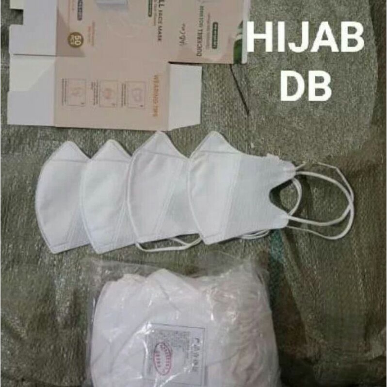 Masker Duckbill hijab face mask isi 50pcs mirip sensi warna putih