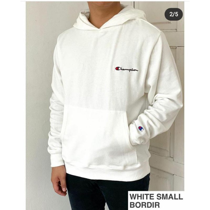 Hoodie Champion WHITE  Small Bordir Original