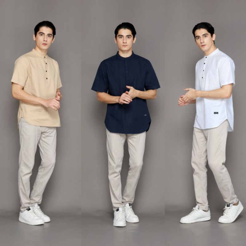 KEMEJA KOKO PRIA- BAJU KOKO LINEN - KURTA LINEN - KOKO LENGAN PANJANG - KEMEJA KOKO LENGAN PENDEK - BAJU KOKO PRIA HITAM