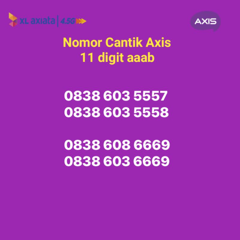 nomor axis cantik 11 digit 4G seri aaab/triple