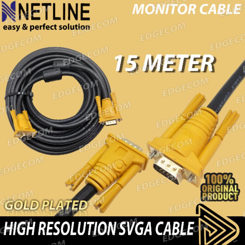 NETLINE Kabel VGA Male to Male 15 Meter Gold Plated