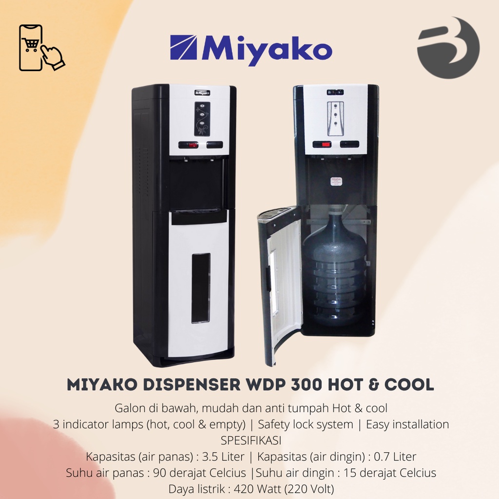 Miyako Dispenser Galon bawah  WDP 300 HOT &amp; COOL