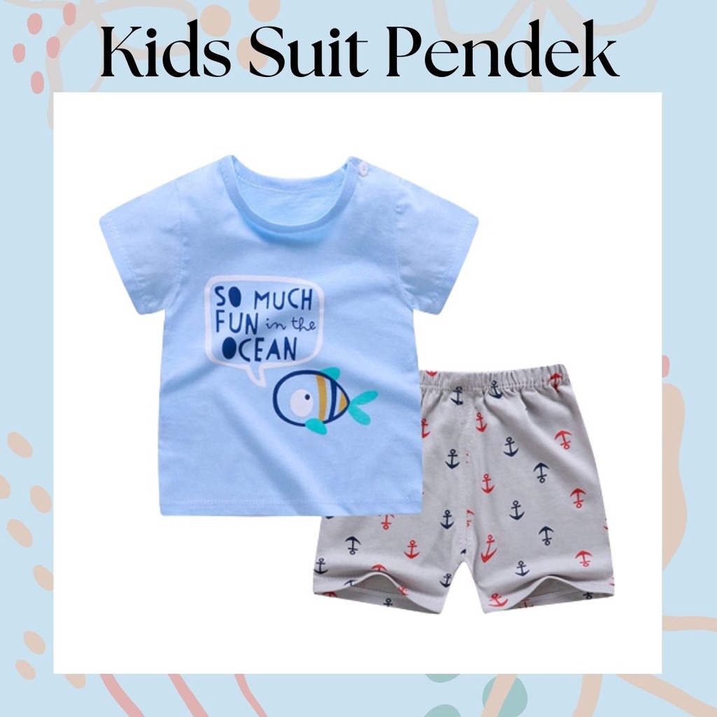 LittleAaron KIDS SUIT PENDEK Setelan Anak Bahan Kaos Lengan + Celana Berkualitas Import ebv cewek new1 PART2