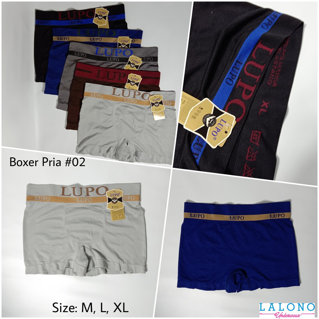 UNDERWEAR | BOXER PRIA LUPO, TANPA JAHITAN | SIZE L & XL | TERIMA BAYAR DI TEMPAT