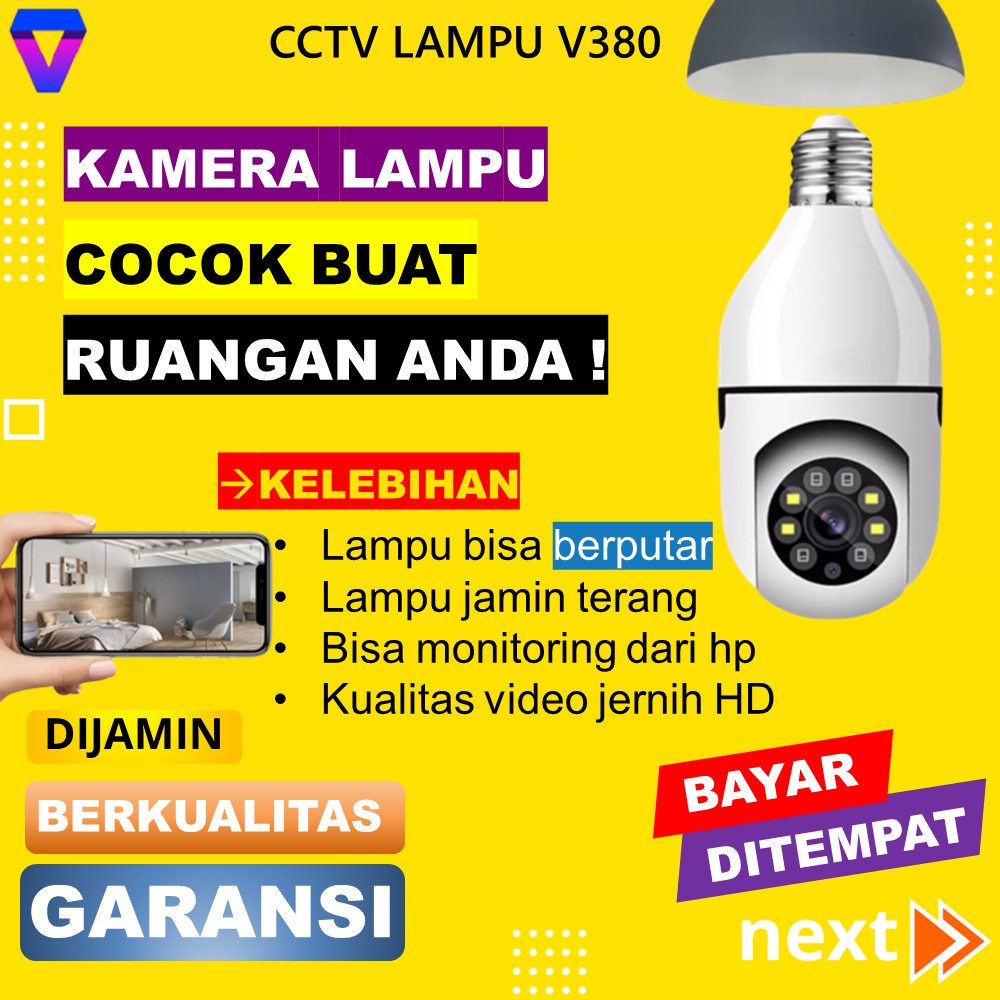 CCTV LAMPU BOHLAM WIFI V380 KAMERA MINI TERSEMBUNYI HIDDEN CAMERA PENGINTAI MINI JARAK JAUH INFRARED IP CAMERA SPYCAM BULP SPY CAM WIRELESS INDOOR FULL HD 1080P JS155