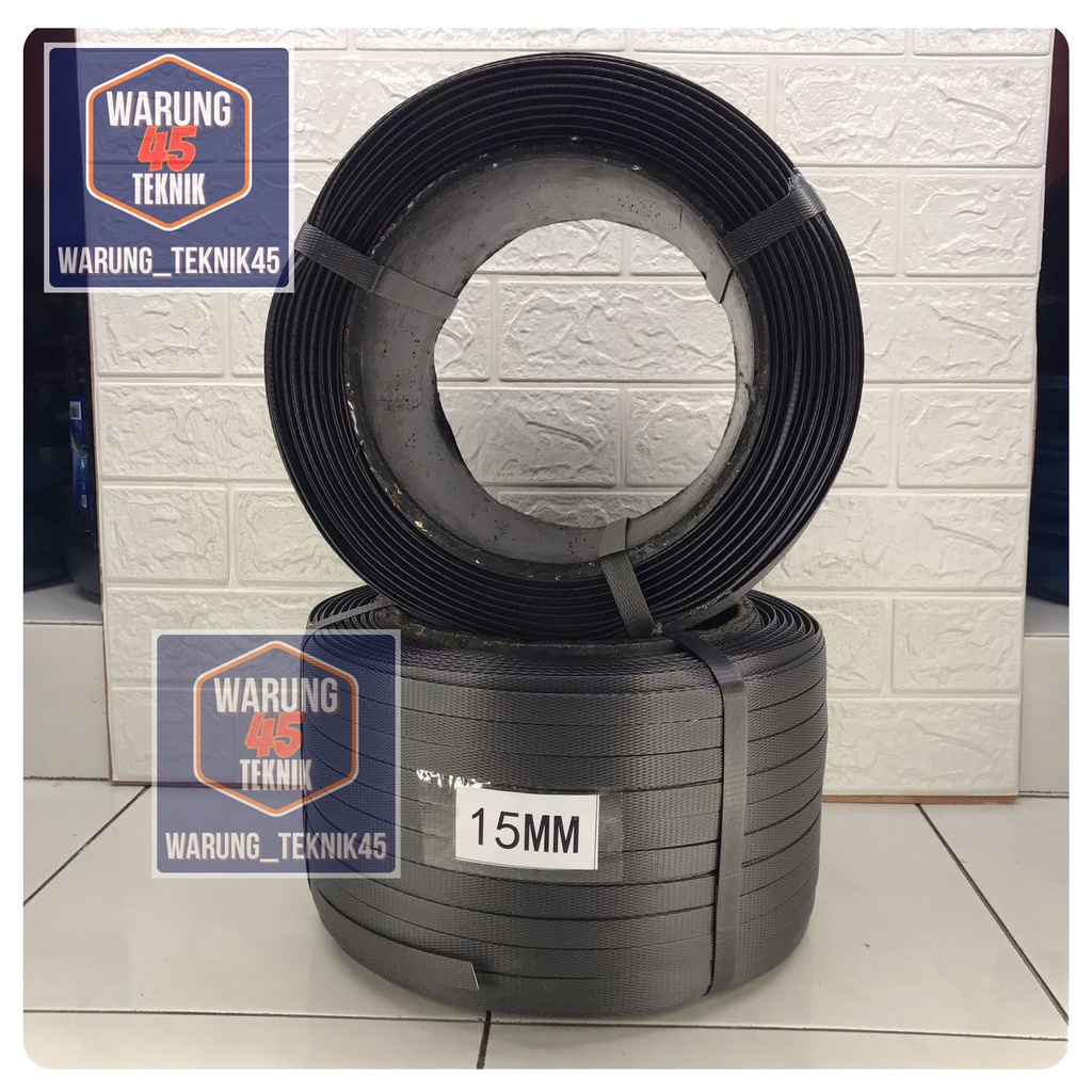 PLASTIK STRAPPING STRAPING BAND 15 MM BERAT 7 KG TALI HITAM STRAPING