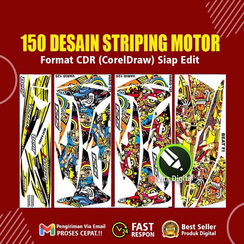 150+ Striping Desain Motor Campur Siap Cetak Format CDR Premium