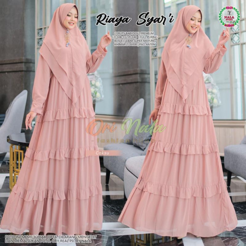 ¶BISA CoD¶ Gamis ceruty polos / gamis khimar Ld 108 / gamis ceruty rempel