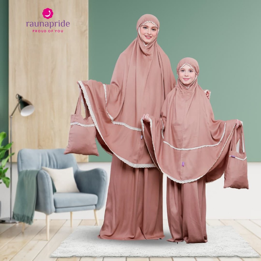 BISA COD - COUPLE MUKENA IBU DAN ANAK MUKENA RAUNA MR 10 & MA 10