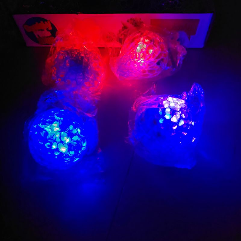 Grosir 1 Dus Bola Squishy Mesh Balls Led Rainbow isi 12 pcs