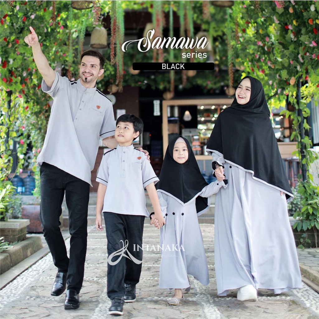 TERMURAH SAMAWA SERIES BLACK BY INTANAKA SYARI/SARIMBIT KELUARGA/SERAGAM SYARI KELUARGA/COUPLE SYARI