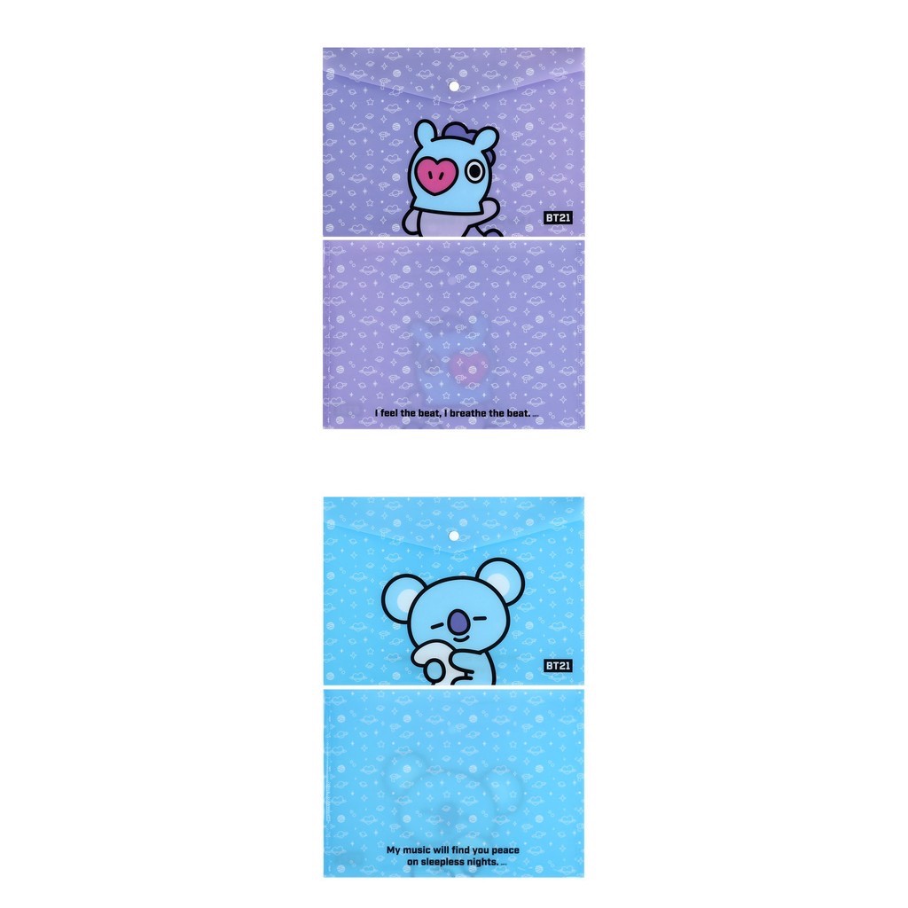 Map Karakter BT21 / Tempat Penyimpanan Dokumen Kertas / Map Plastik Lucu Gambar BT21 Army