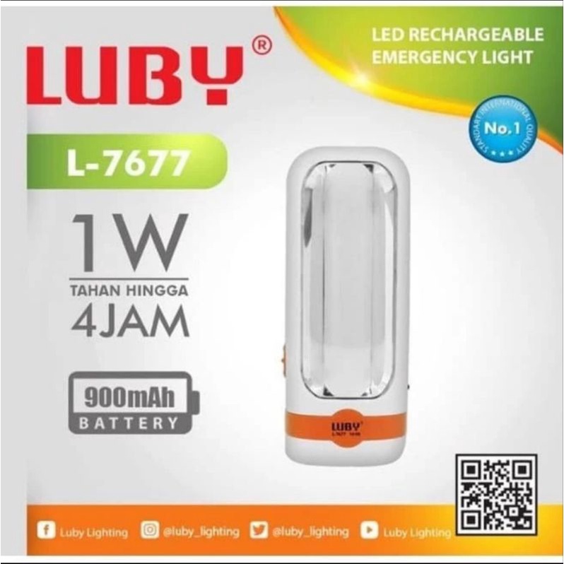 Lampu Emergency+Senter 2 in 1 LUBY L-7677 Tahan 4 jam