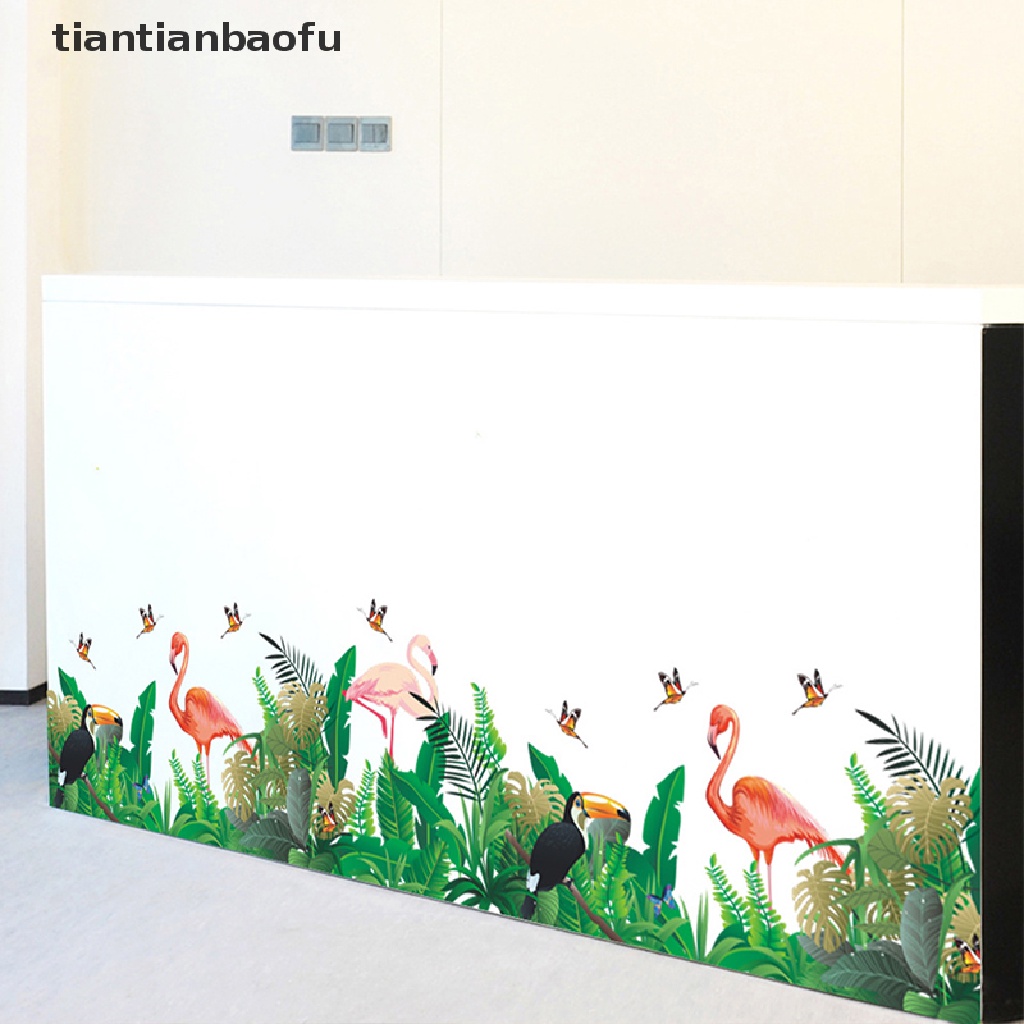 [tiantianbaofu] flamingo leaf butterfly wall sticker background diy art mural decal home decor Boutique