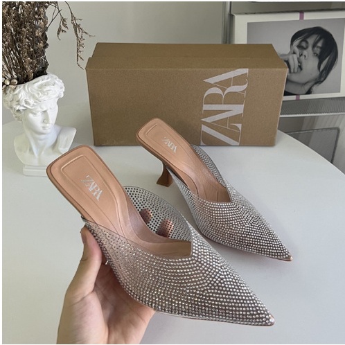 SEPATU SANDAL HEELS IMPORT ZARA ZR 6782-1 HIGH HEELS - nude-black ZARA TRANSPARANT