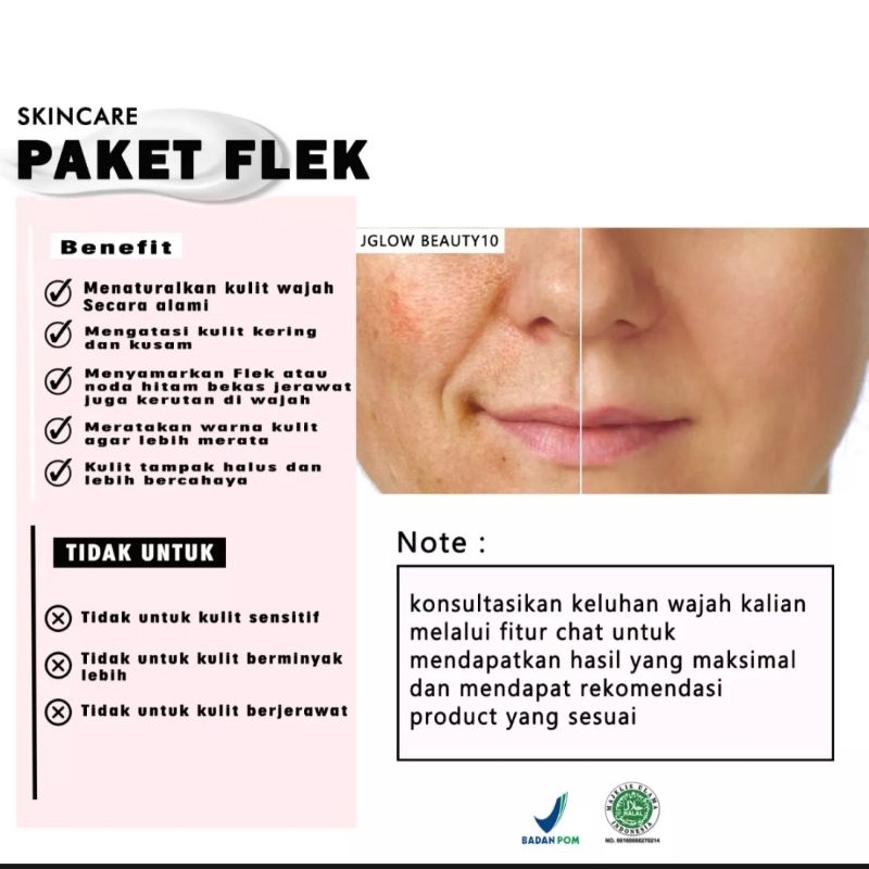 JGLOWSKINCARE PAKET FLEK/JGLOW SKINCARE/CREAM UNTUK MENGATASI FLEK HITAM DAN NODA BEKAS JERAWAT.