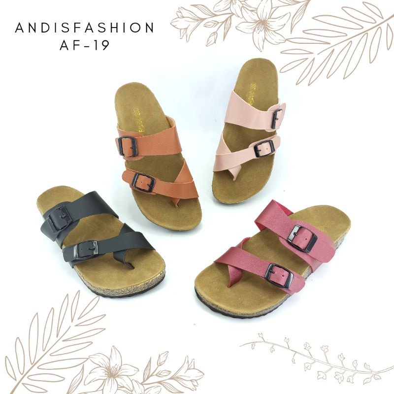 Sandal Birken Wanita Sendal Jepit Motif Gesper Slide Sandals AF19