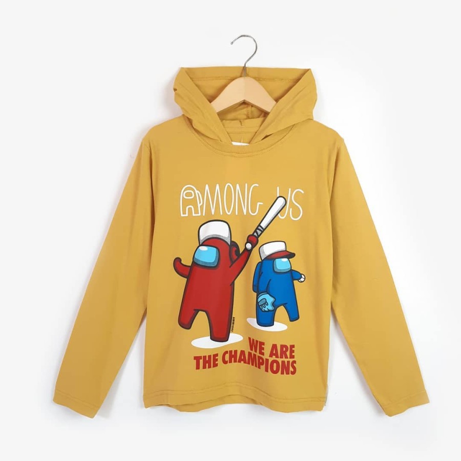 Jaket Sweater Baju Hoodie Lengan Panjang Anak Laki Amongus Orange Champion / Kado Kaos Anak 4y 6y 8y