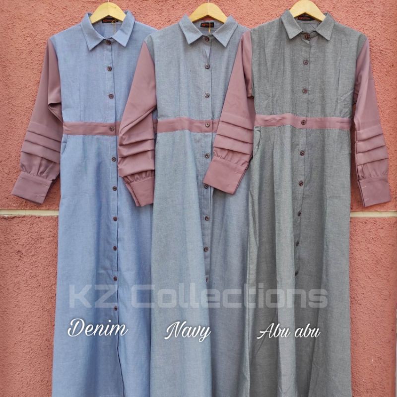 Gamis Oxford kombinasi