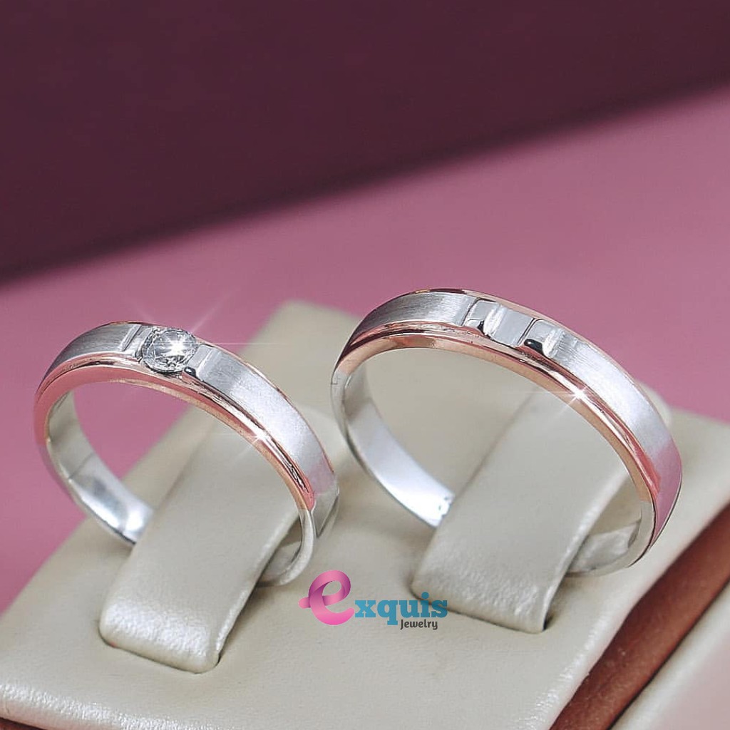 Cincin Kawin Tunangan Emas Putih ( Wanita ) dan Platinum ( Pria ) Couple 106