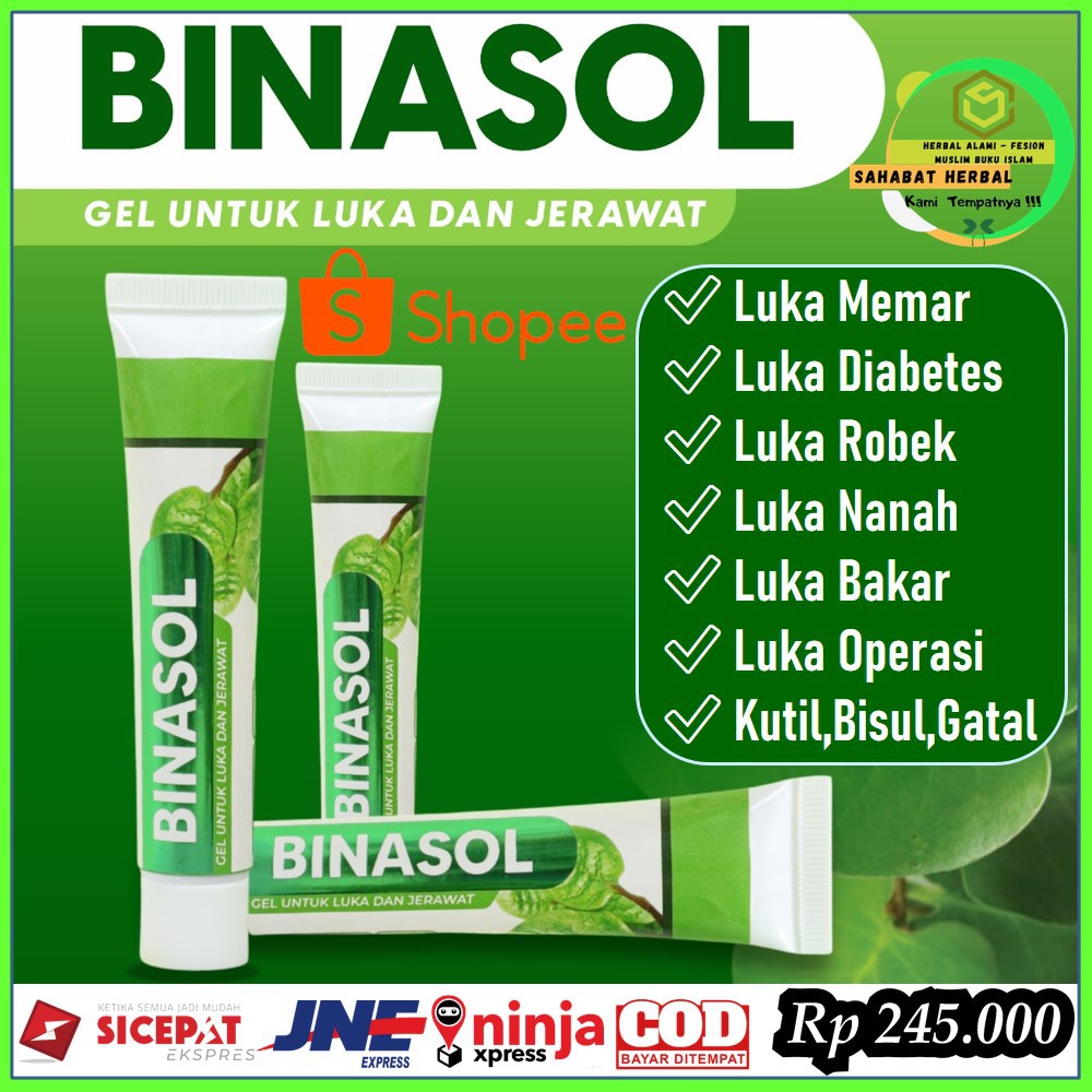 COD - Salep Binasol Hebal Binasol Gel Mengatasi Luka Pada kulit Luka Diabetes Luka Bakar Luka Nanah