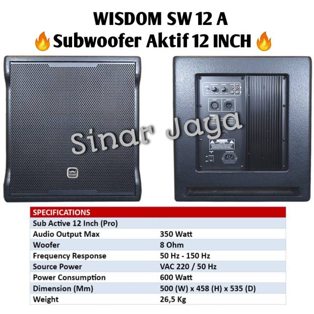 Subwoofer Aktif 12 INCH Wisdom SW 12 A
