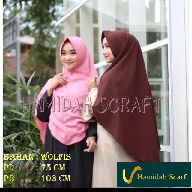 HIJAB Terlaris jilbab SYAR'I bergo murah INSTAN PET ANTEM WOLFIS HAMIDAH ORI ( L )