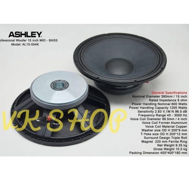 SPEAKER COMPONENT ASHLEY AL15 554K / AL15554K 15INCH ORIGINAL