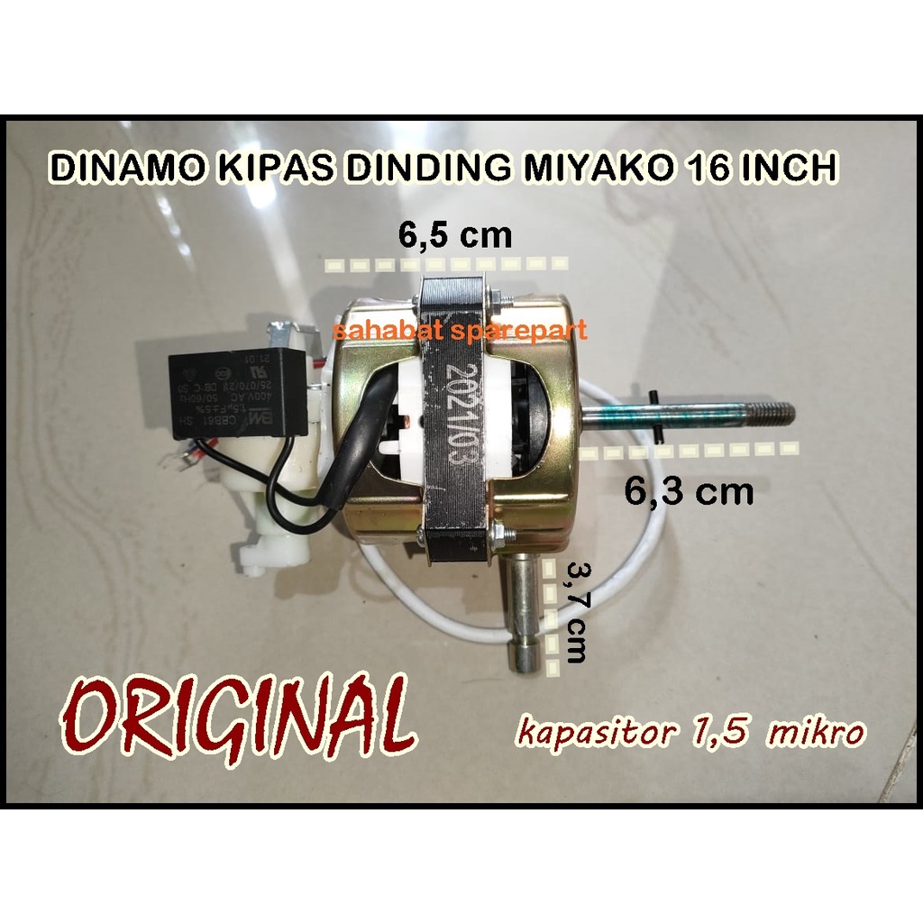 Jual DINAMO KIPAS ANGIN DINDING MIYAKO 16 INCH ORIGINAL PANJANG AS 6,3