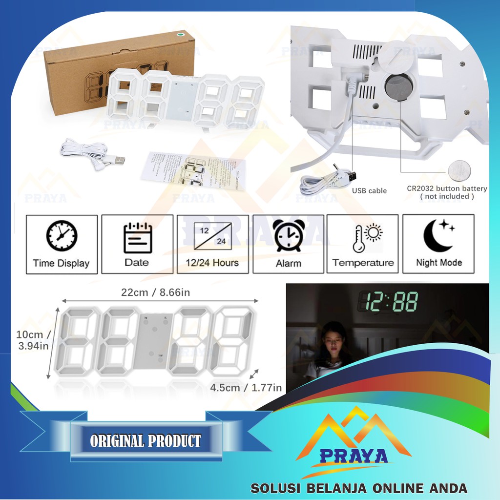 Jam LED Digital Minimalis Jam Meja Dan Dinding Wall Clock Table