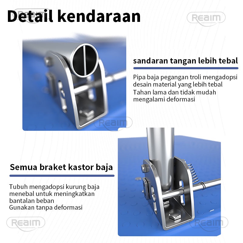 Reaim Handtruck 90x60cm 500 kg Troli Barang Lipat Hand Truck  Folding Cart Silent Wheel 300 Kg Troli Angkut Handtruck besi