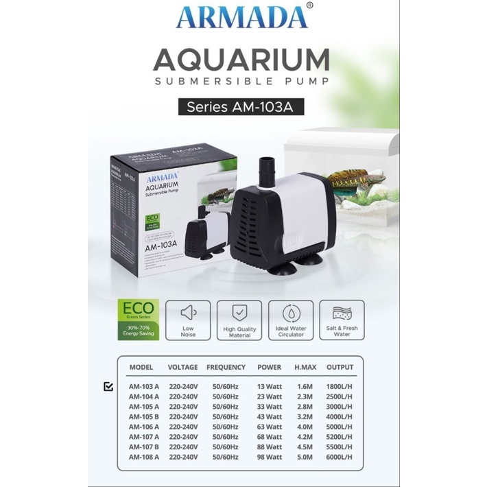 POMPA AQUARIUM ARMADA AM-103 A / POWER HEAD 103 LOW WATT TERMURAH