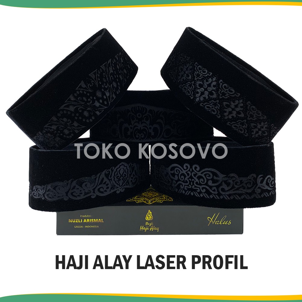 Songkok Premium HAJI ALAY LASER AC Tinggi 9 Peci Sholat Pria Dewasa Hitam Full Motif Batik NU Kopiah Shalat Anak Santri Laki Kopyah Solat Pesantren Nasional Beludru Ukuran Jumbo Kopeah Bordir Bulat Batok Bludru Putih Pendek Karakter Nama Susun Original 8